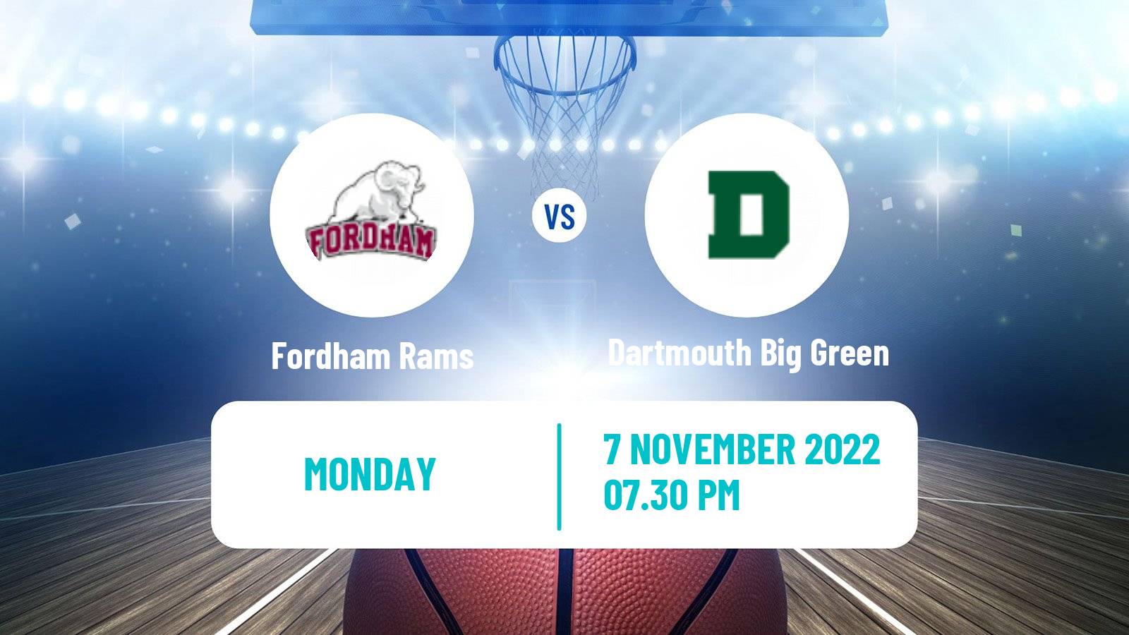 Basketball NCAA College Basketball Fordham Rams - Dartmouth Big Green