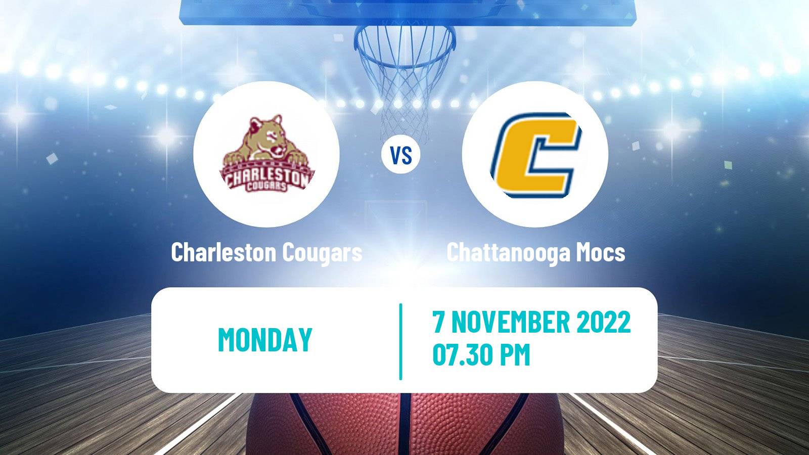 Basketball NCAA College Basketball Charleston Cougars - Chattanooga Mocs