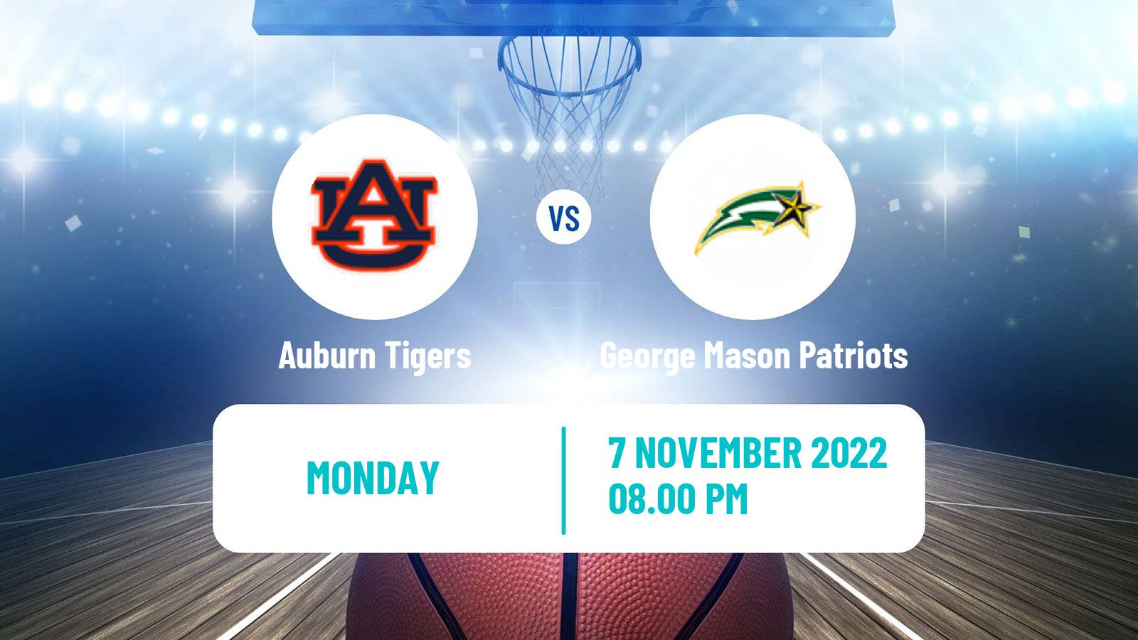 Basketball NCAA College Basketball Auburn Tigers - George Mason Patriots