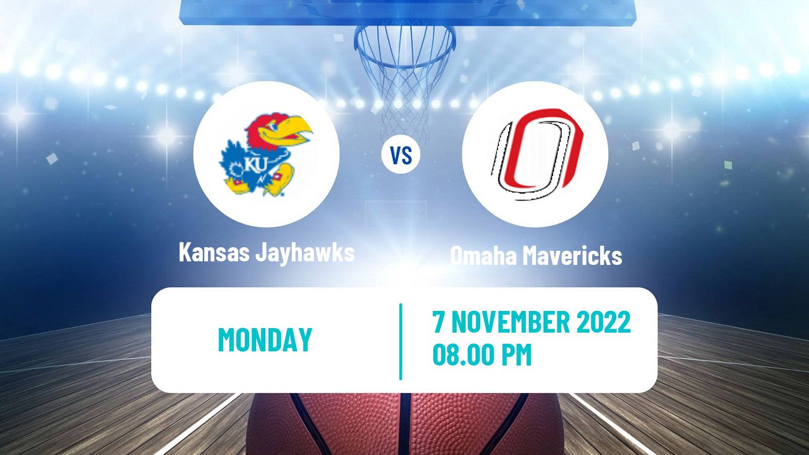 Basketball NCAA College Basketball Kansas Jayhawks - Omaha Mavericks