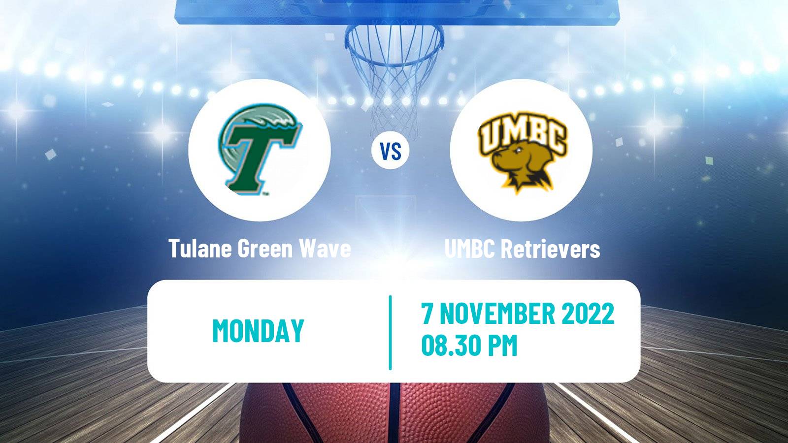 Basketball NCAA College Basketball Tulane Green Wave - UMBC Retrievers