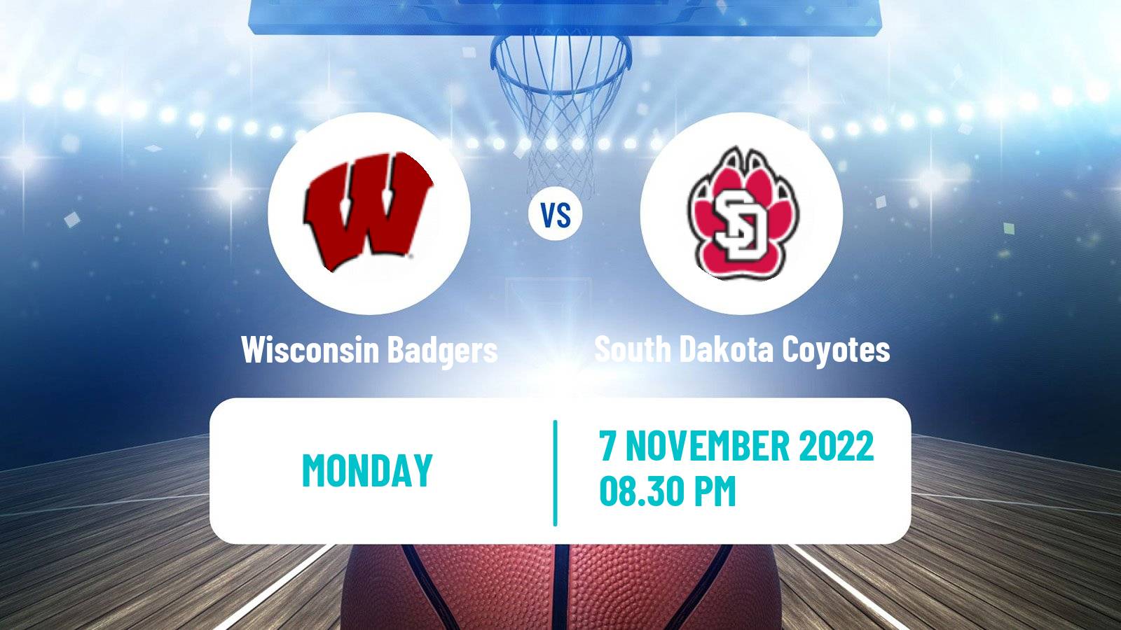 Basketball NCAA College Basketball Wisconsin Badgers - South Dakota Coyotes