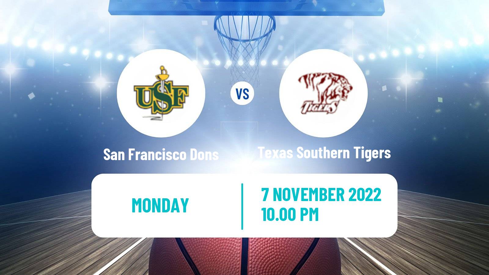 Basketball NCAA College Basketball San Francisco Dons - Texas Southern Tigers