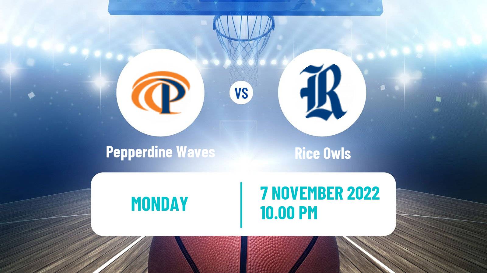 Basketball NCAA College Basketball Pepperdine Waves - Rice Owls