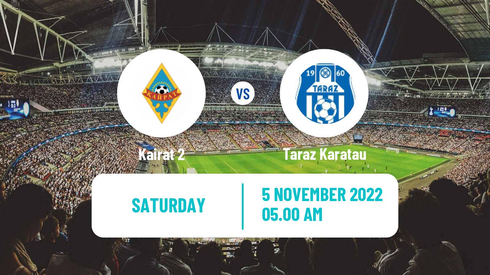 Soccer Kazakh First Division Kairat 2 - Taraz Karatau