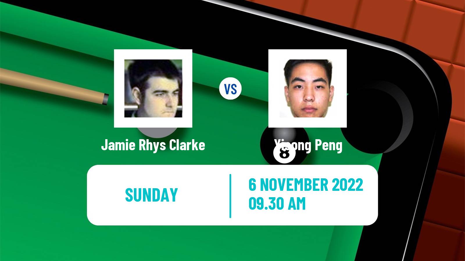 Snooker Snooker Jamie Rhys Clarke - Yisong Peng
