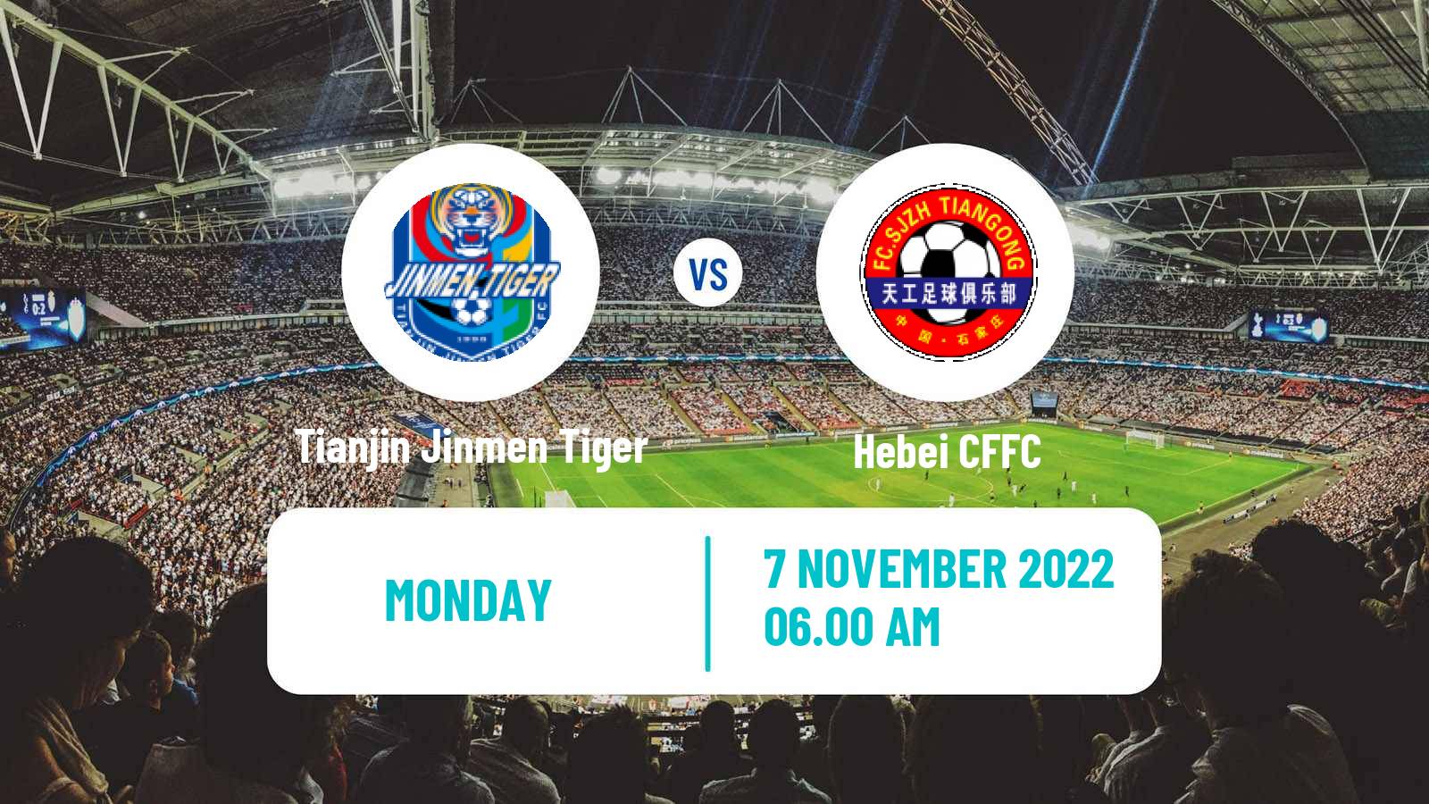 Soccer Chinese Super League Tianjin Jinmen Tiger - Hebei CFFC