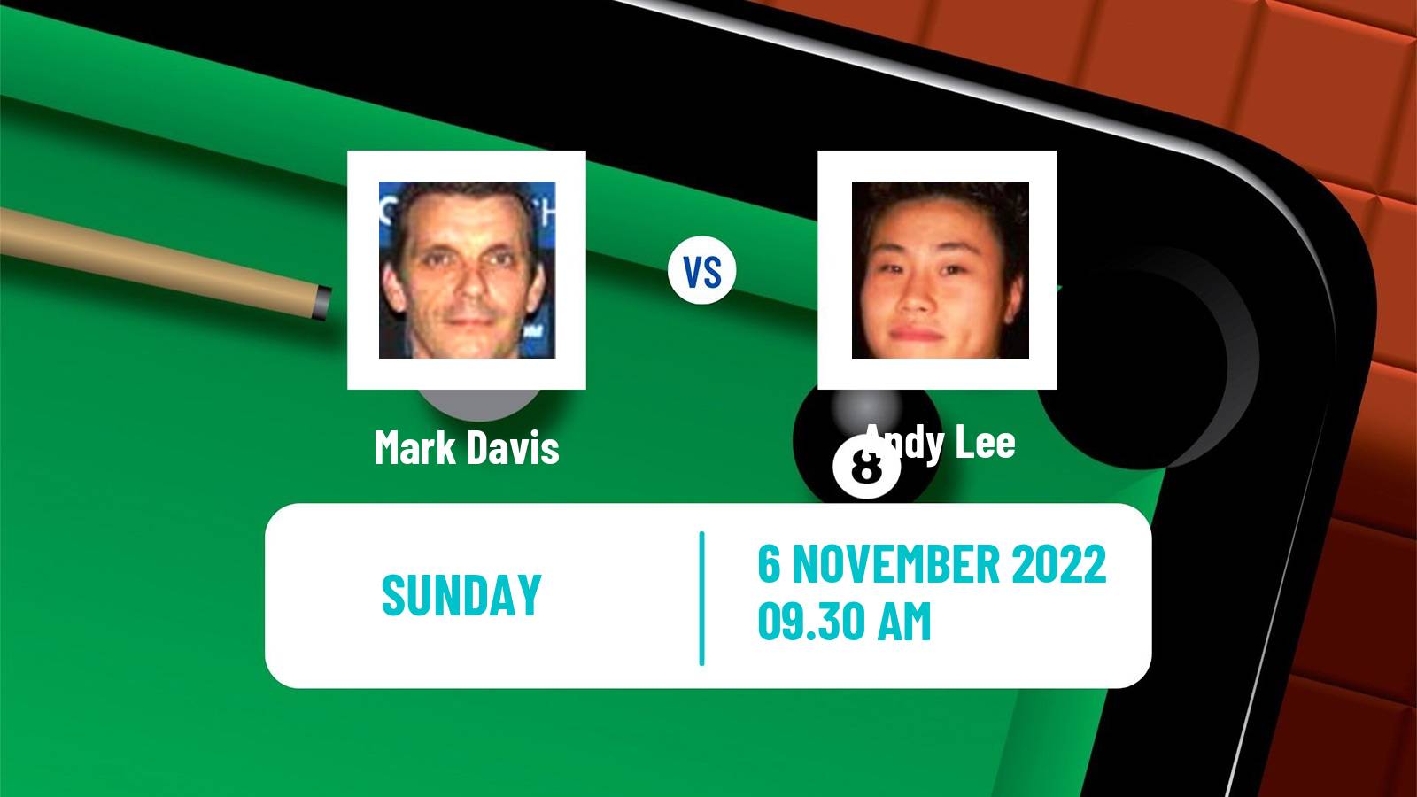Snooker Snooker Mark Davis - Andy Lee