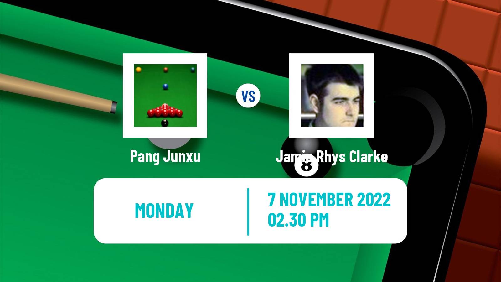 Snooker Snooker Pang Junxu - Jamie Rhys Clarke