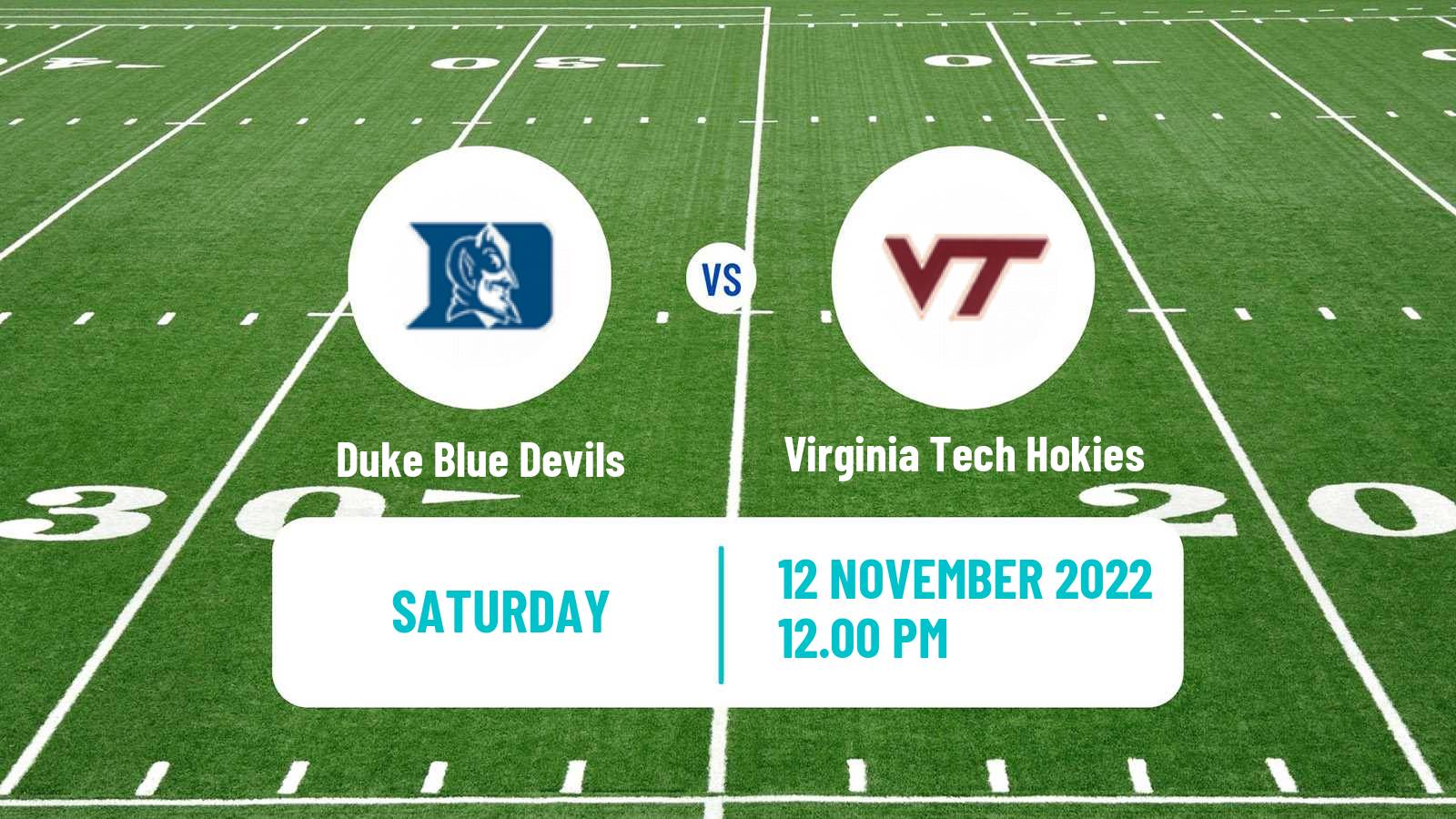 American football NCAA College Football Duke Blue Devils - Virginia Tech Hokies