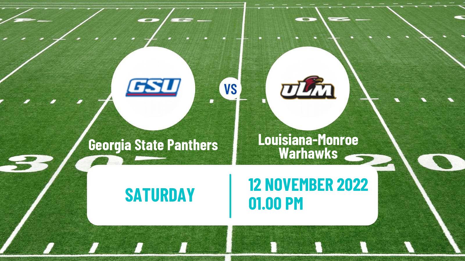 American football NCAA College Football Georgia State Panthers - Louisiana-Monroe Warhawks