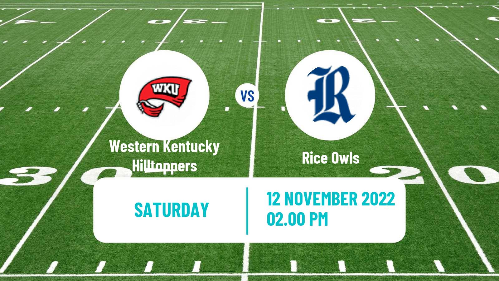 American football NCAA College Football Western Kentucky Hilltoppers - Rice Owls