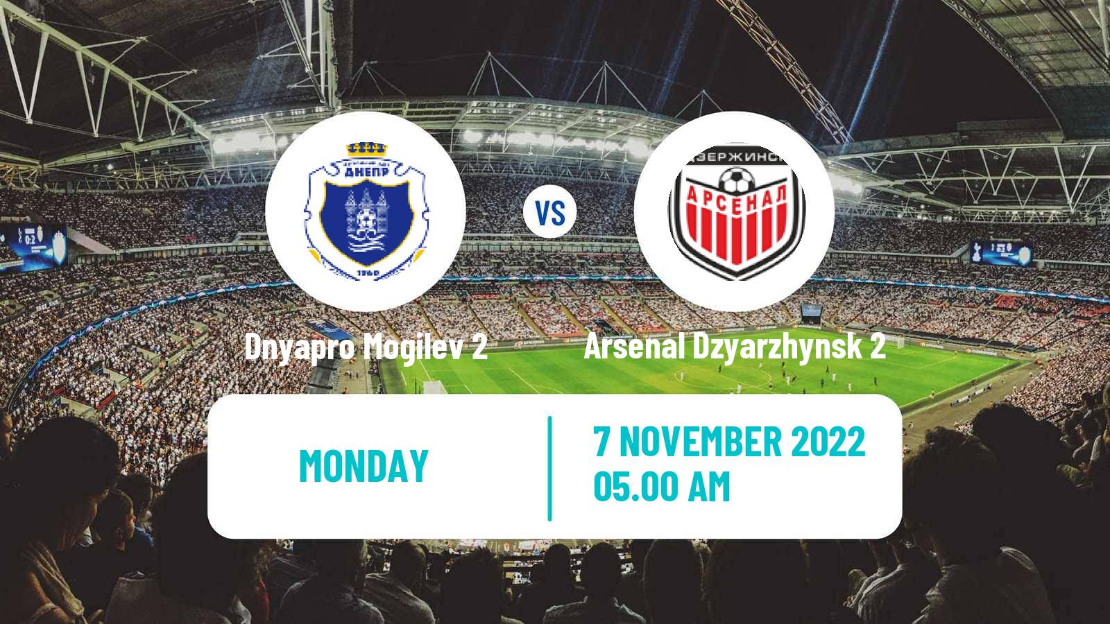 Soccer Belarusian Vysshaya Liga Reserve Dnyapro Mogilev 2 - Arsenal Dzyarzhynsk 2