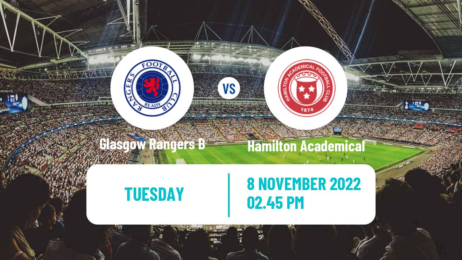 Soccer Scottish Challenge Cup Glasgow Rangers B - Hamilton Academical