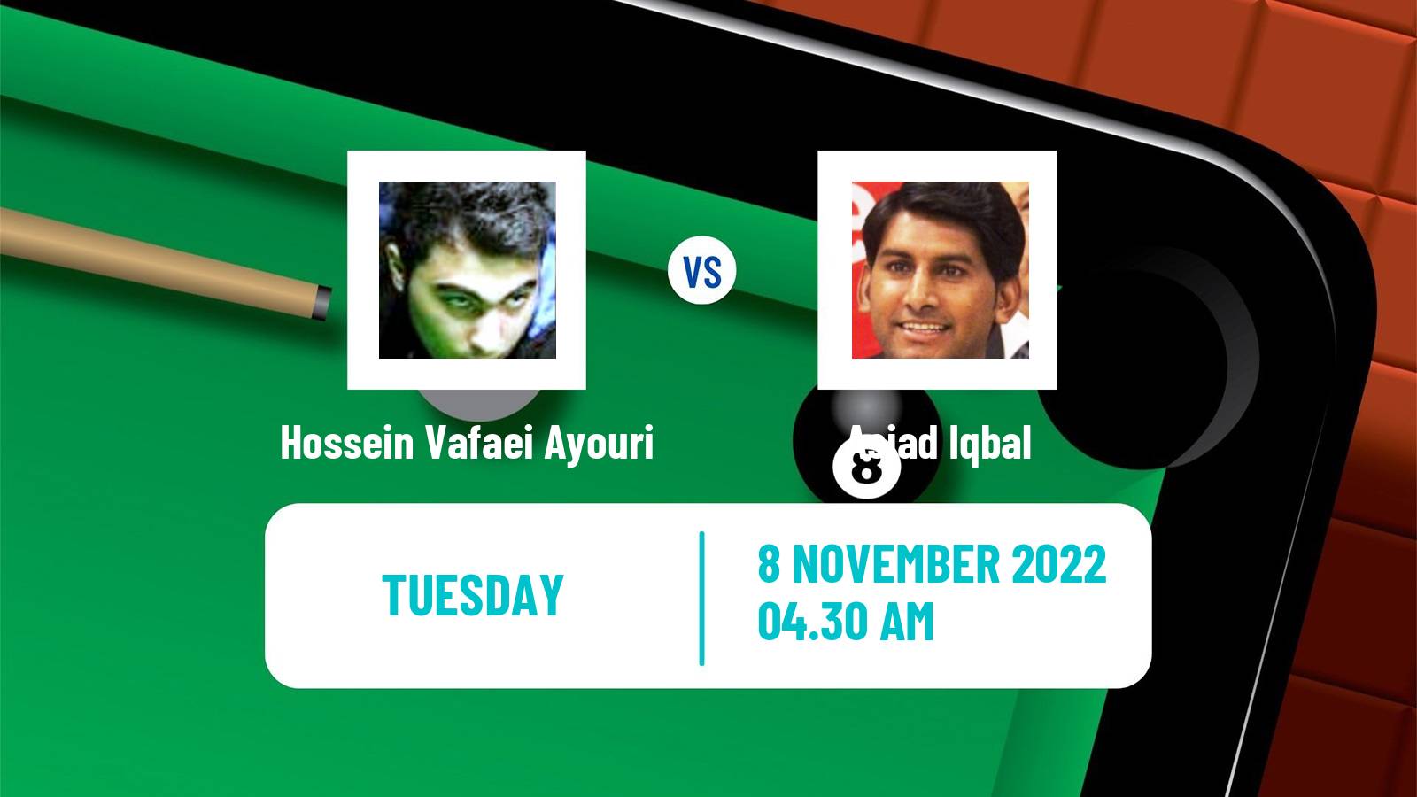 Snooker Snooker Hossein Vafaei Ayouri - Asjad Iqbal