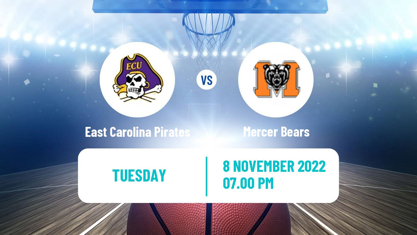 Basketball NCAA College Basketball East Carolina Pirates - Mercer Bears