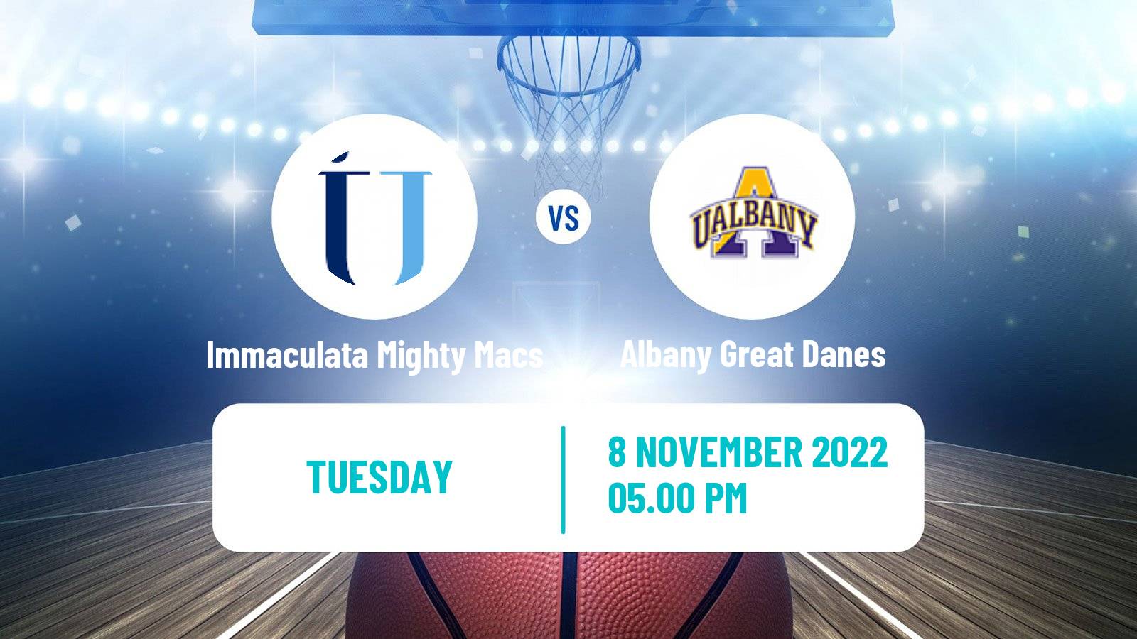 Basketball NCAA College Basketball Immaculata Mighty Macs - Albany Great Danes