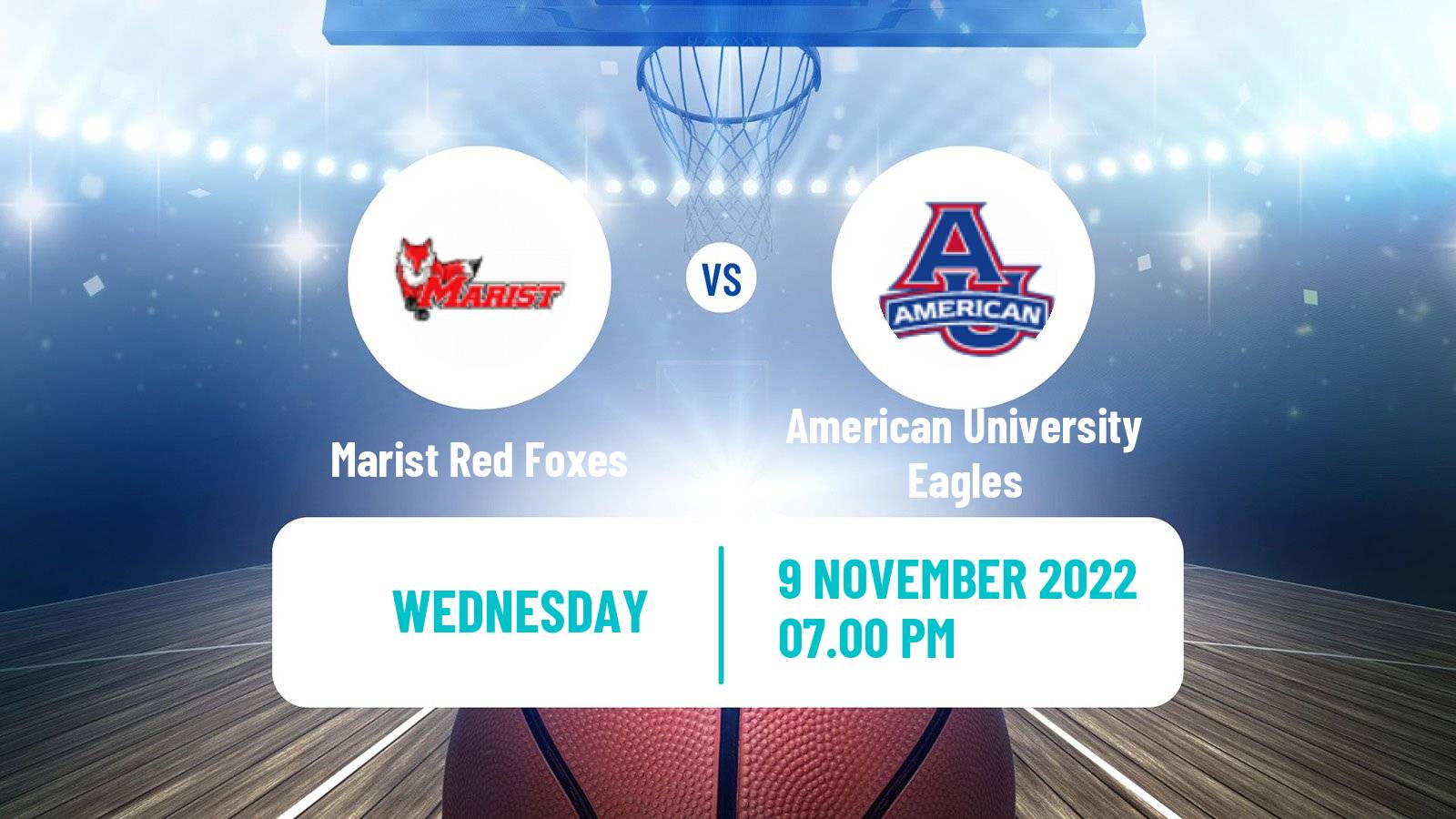 Basketball NCAA College Basketball Marist Red Foxes - American University Eagles