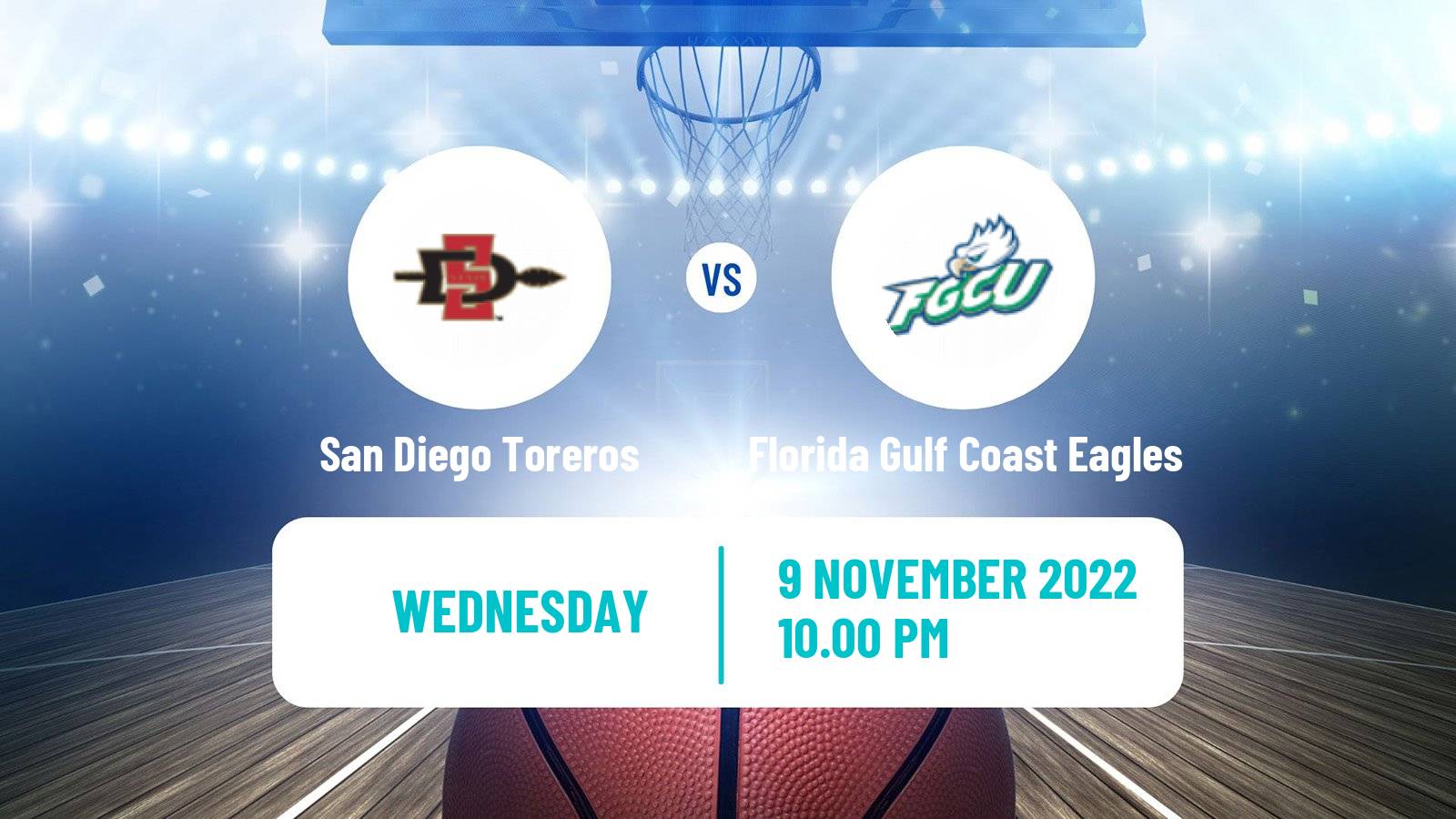 Basketball NCAA College Basketball San Diego Toreros - Florida Gulf Coast Eagles