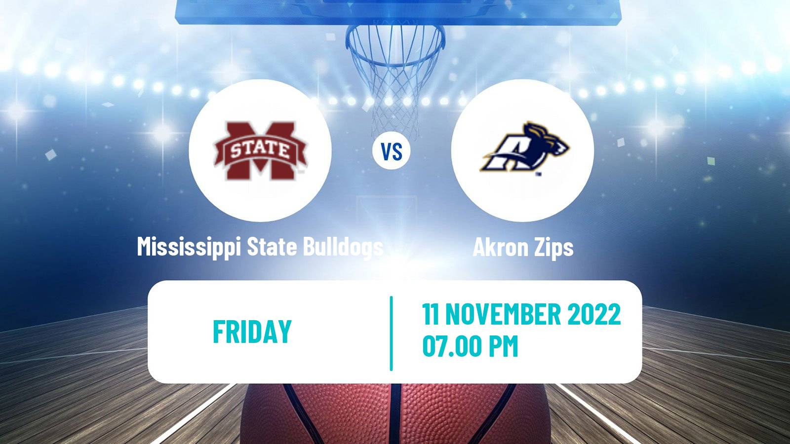 Basketball NCAA College Basketball Mississippi State Bulldogs - Akron Zips