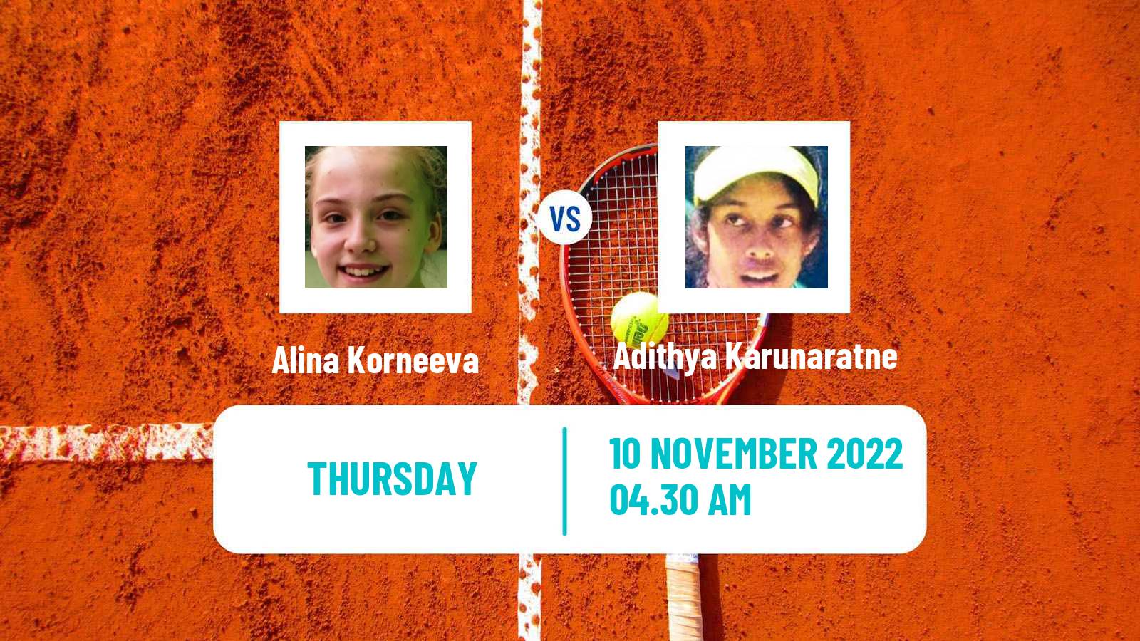 Tennis ITF Tournaments Alina Korneeva - Adithya Karunaratne