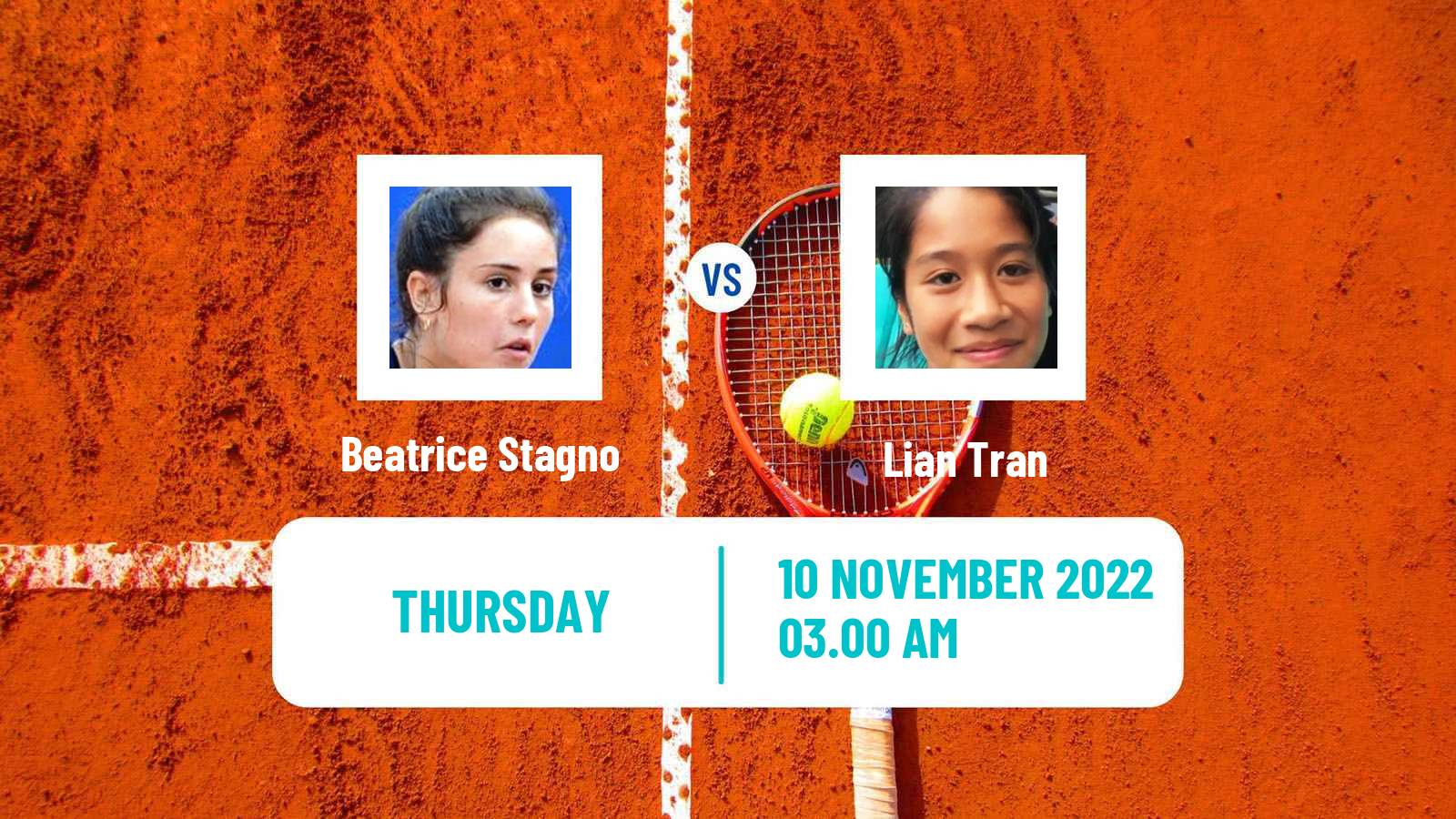 Tennis ITF Tournaments Beatrice Stagno - Lian Tran
