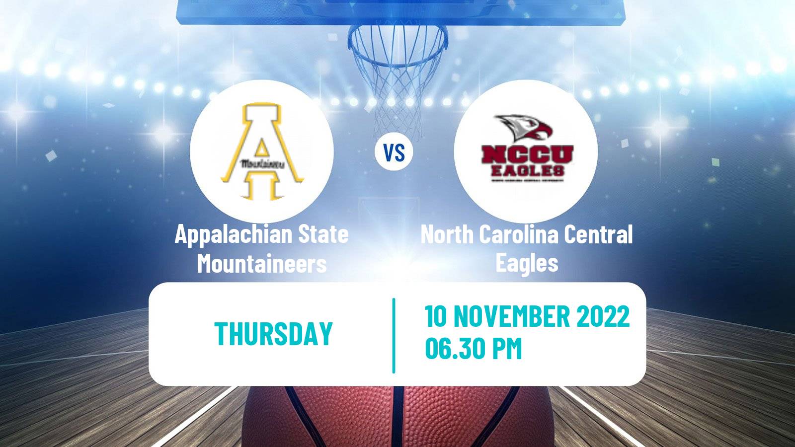 Basketball NCAA College Basketball Appalachian State Mountaineers - North Carolina Central Eagles