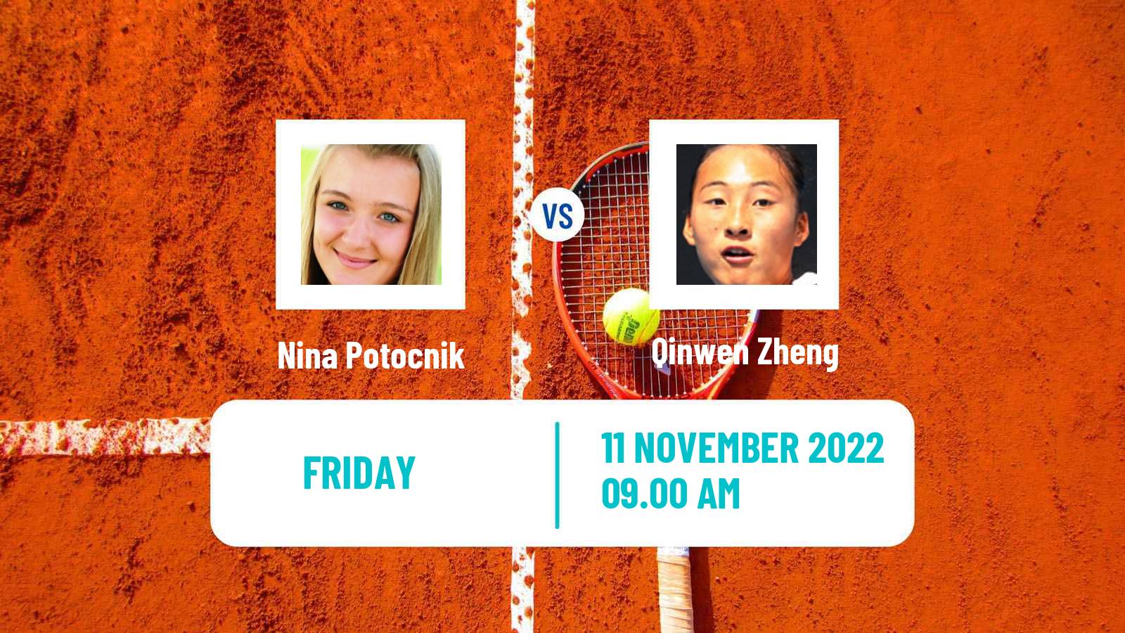 Tennis WTA Billie Jean King Cup World Group Nina Potocnik - Qinwen Zheng