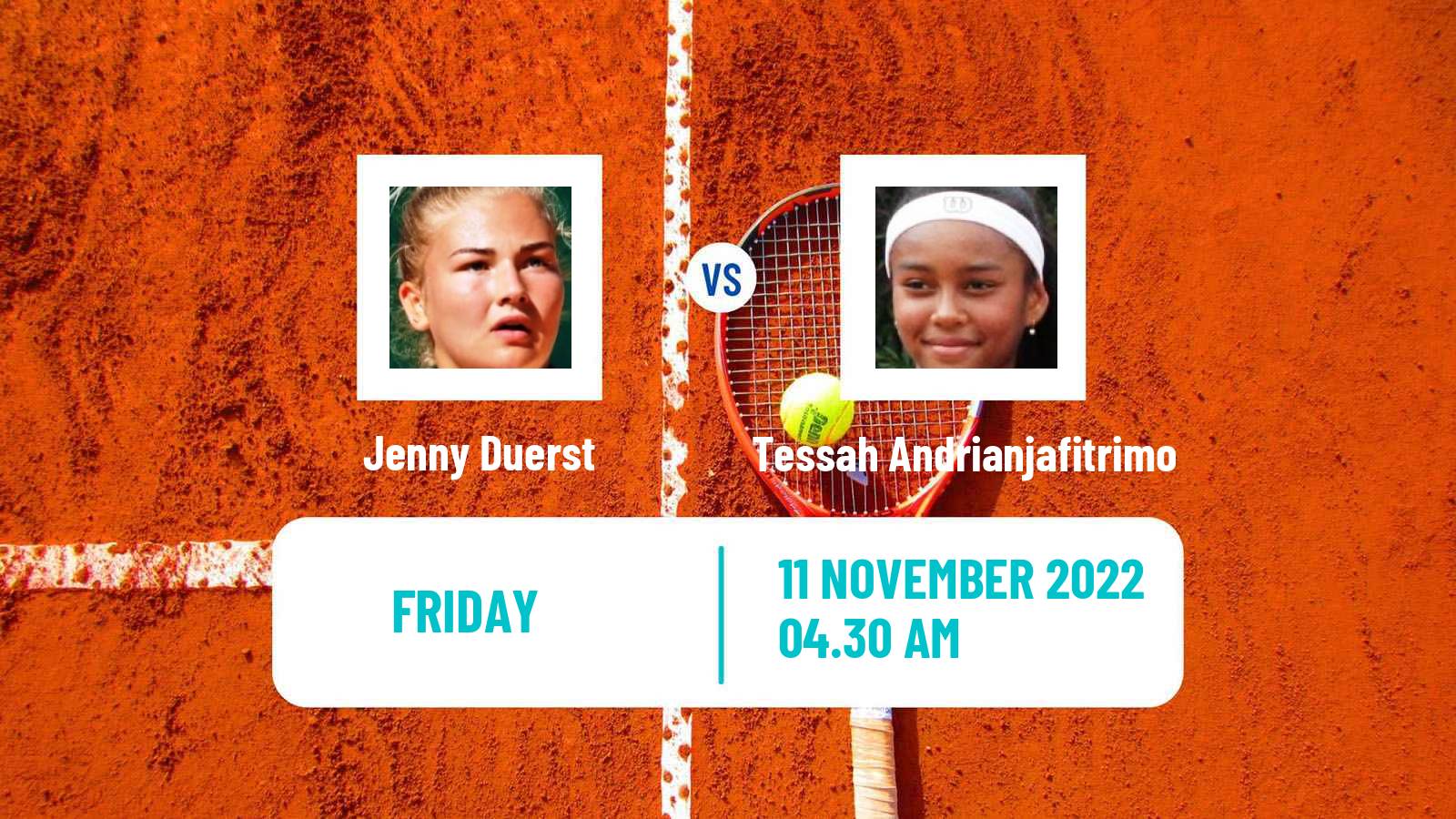 Tennis ITF Tournaments Jenny Duerst - Tessah Andrianjafitrimo
