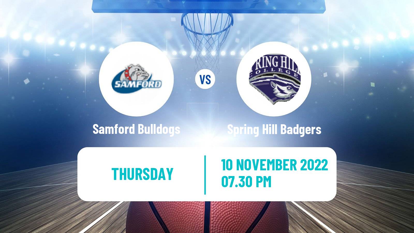 Basketball NCAA College Basketball Samford Bulldogs - Spring Hill Badgers