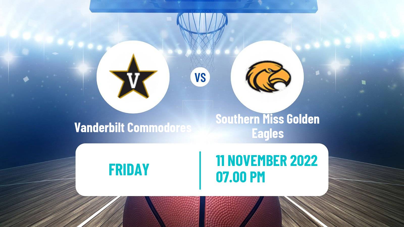 Basketball NCAA College Basketball Vanderbilt Commodores - Southern Miss Golden Eagles