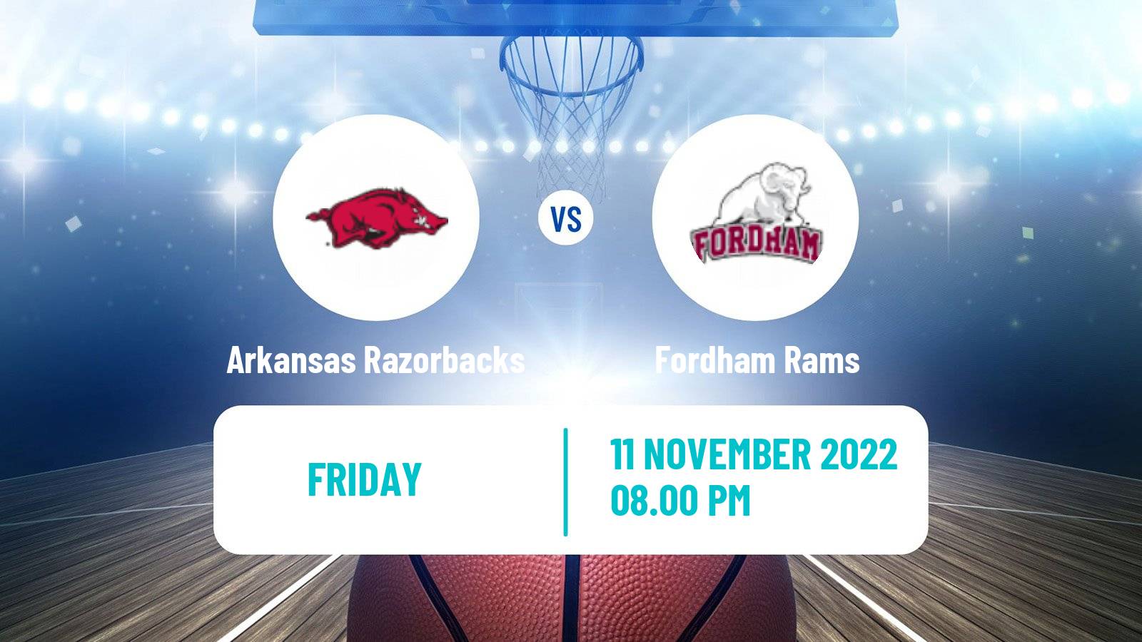 Basketball NCAA College Basketball Arkansas Razorbacks - Fordham Rams