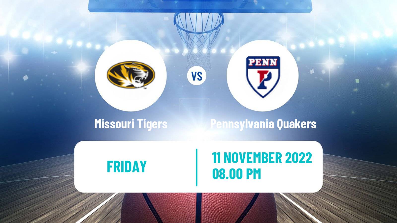 Basketball NCAA College Basketball Missouri Tigers - Pennsylvania Quakers