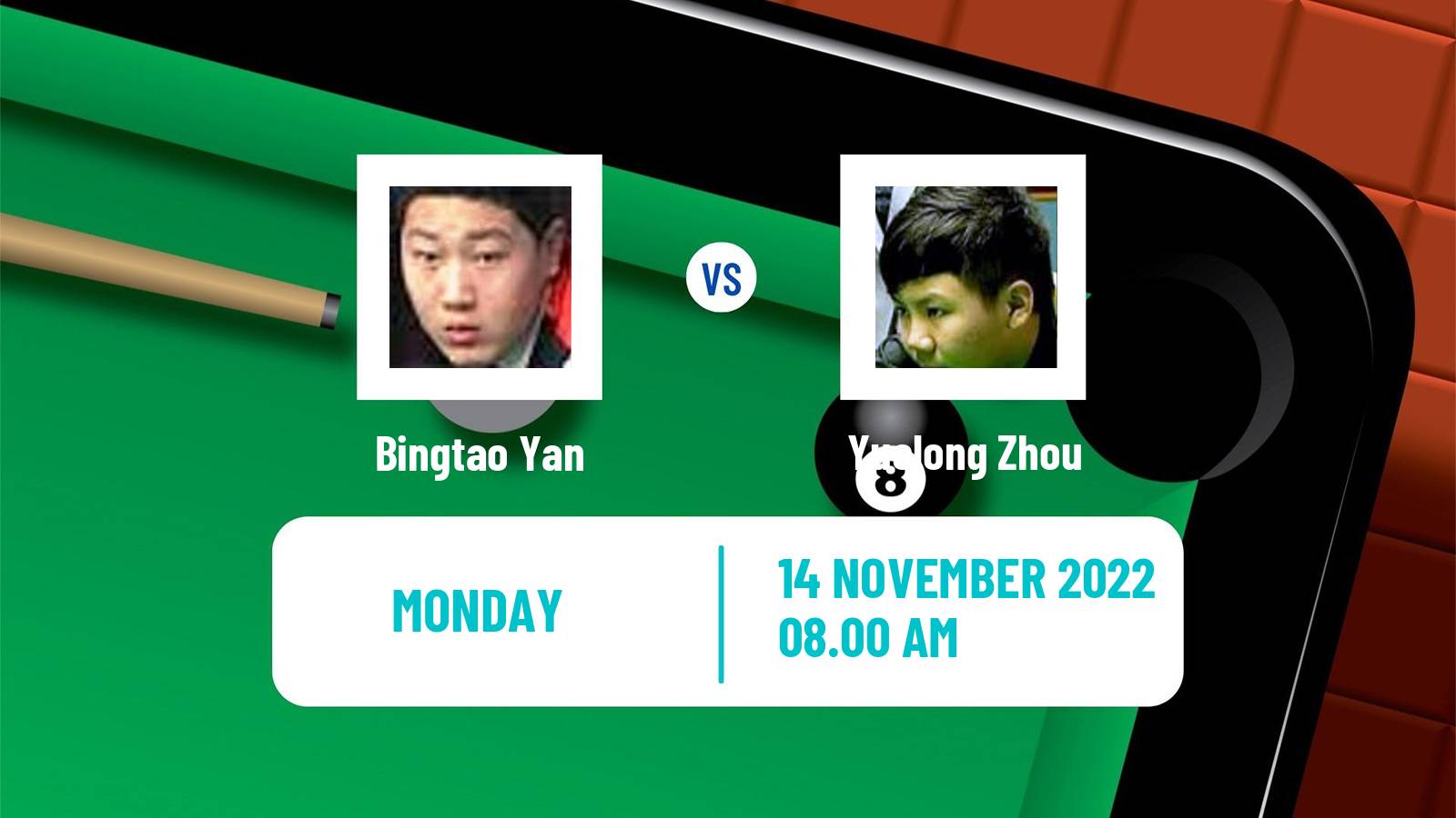 Snooker Snooker Bingtao Yan - Yuelong Zhou
