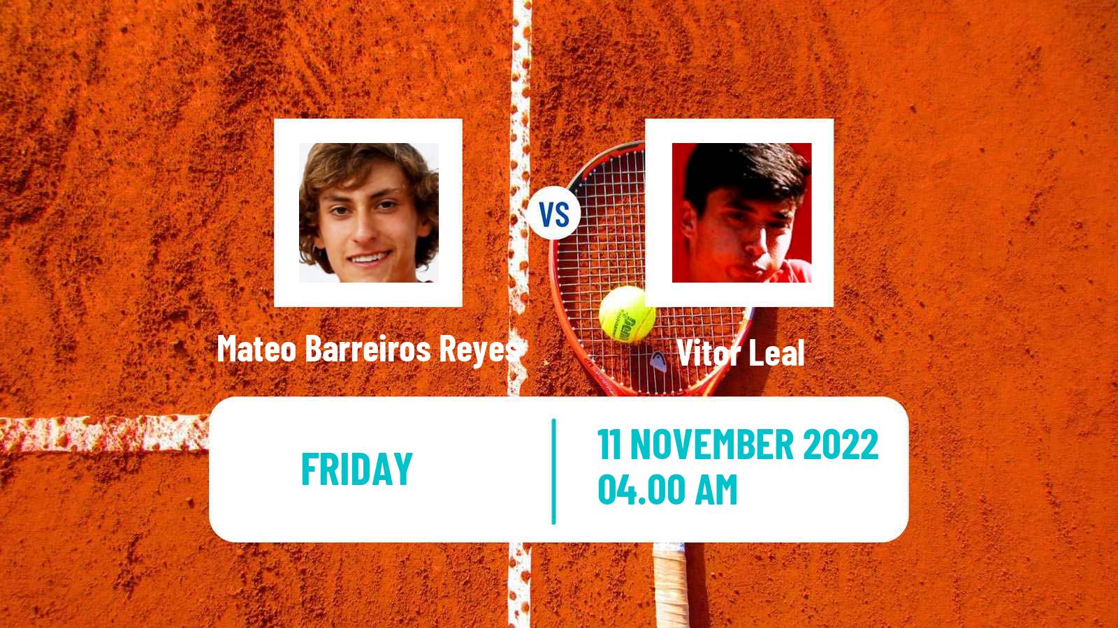 Tennis ITF Tournaments Mateo Barreiros Reyes - Vitor Leal