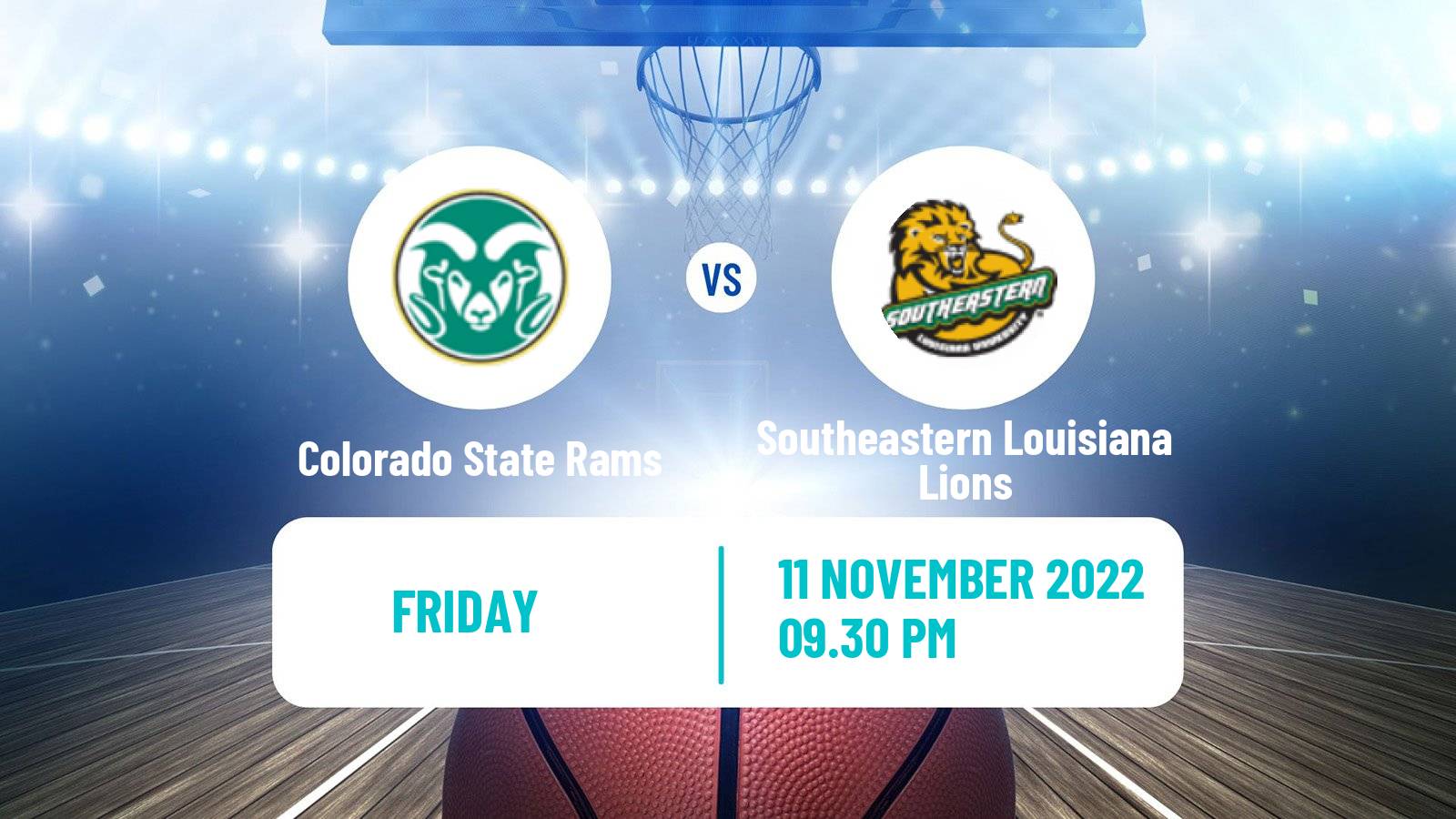 Basketball NCAA College Basketball Colorado State Rams - Southeastern Louisiana Lions