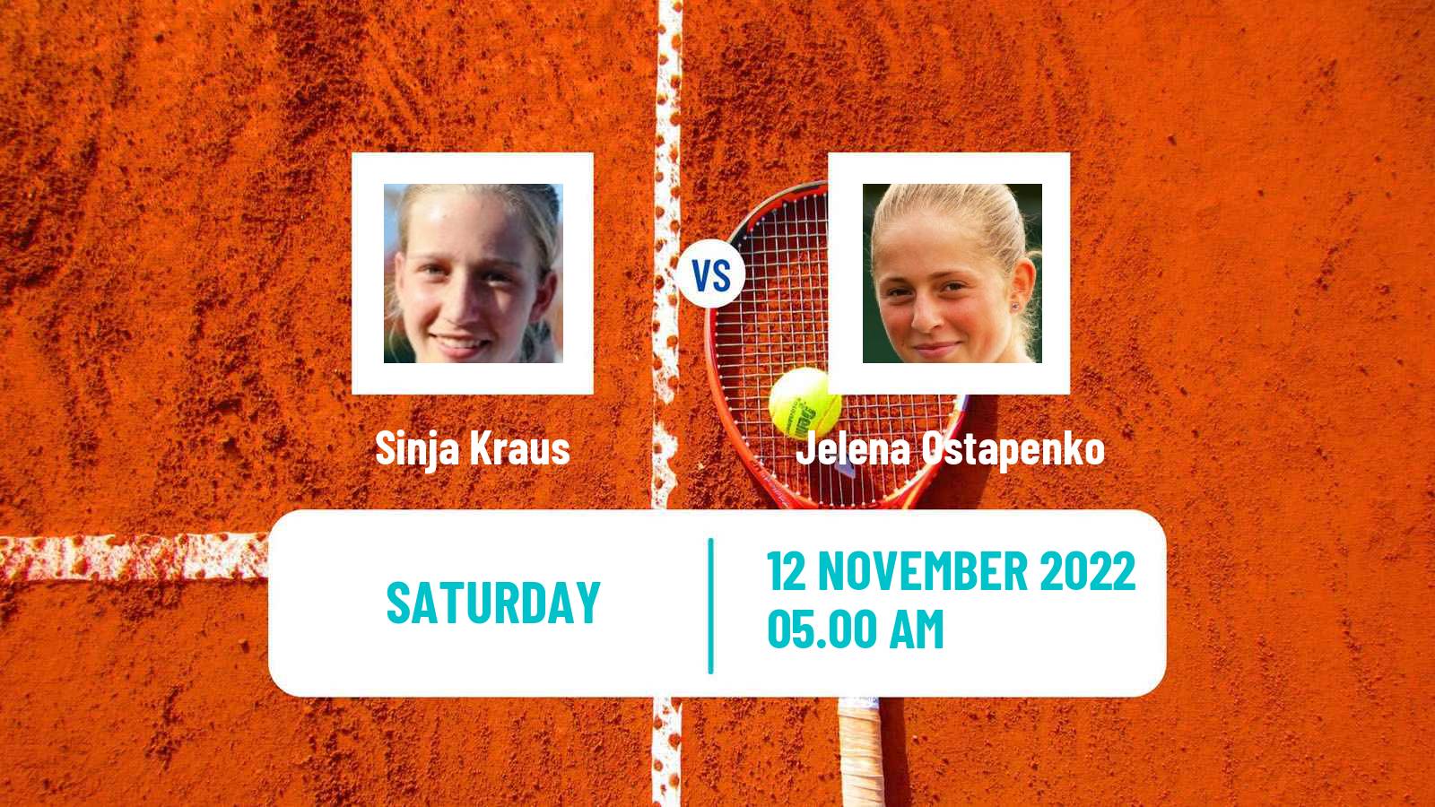 Tennis WTA Billie Jean King Cup World Group Sinja Kraus - Jelena Ostapenko