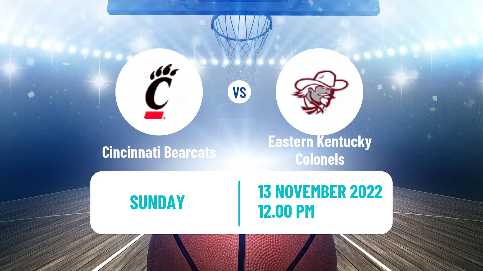 Basketball NCAA College Basketball Cincinnati Bearcats - Eastern Kentucky Colonels