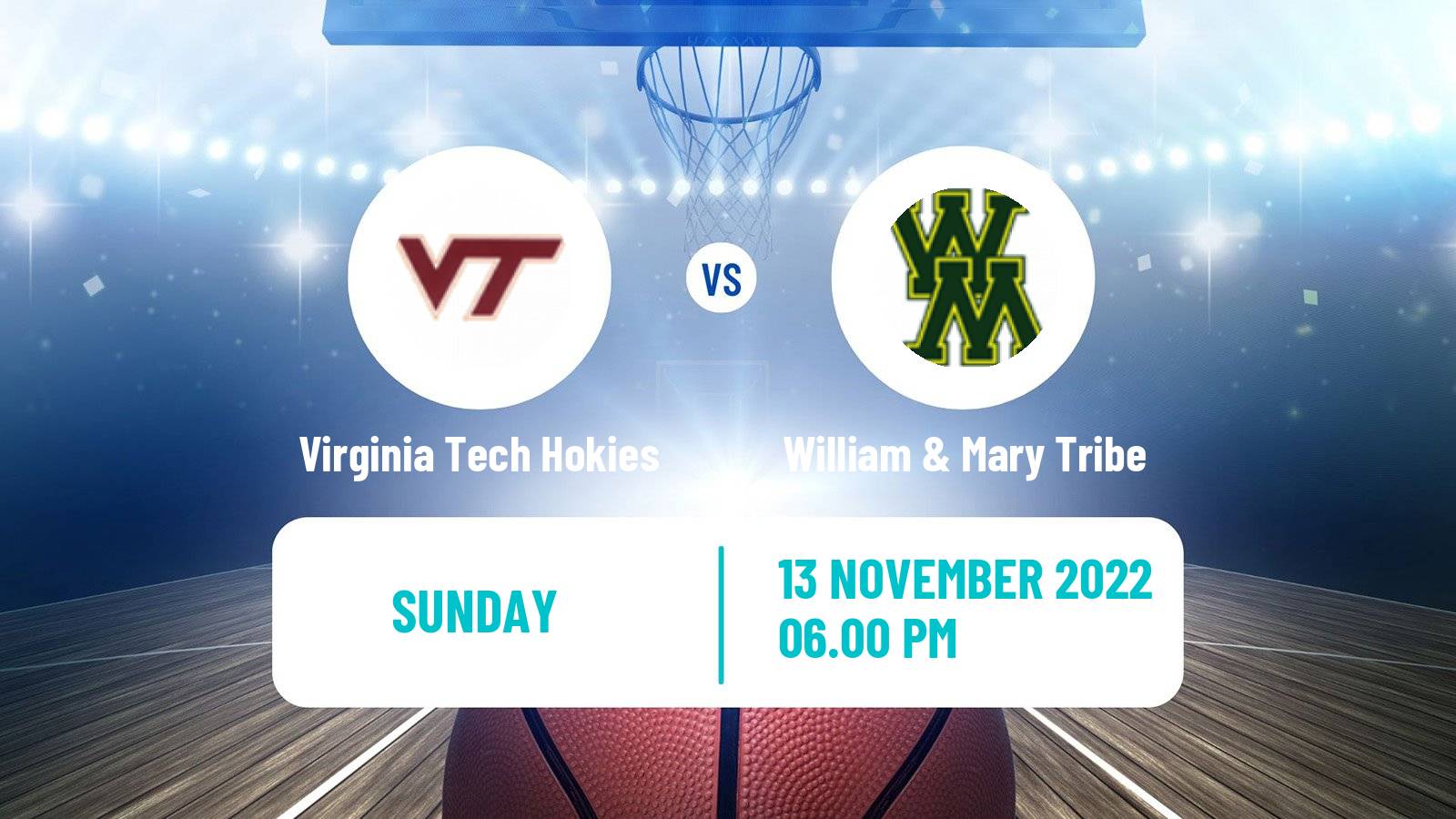 Basketball NCAA College Basketball Virginia Tech Hokies - William & Mary Tribe