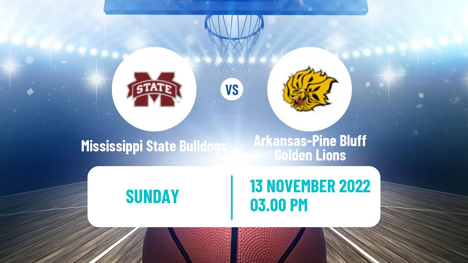 Basketball NCAA College Basketball Mississippi State Bulldogs - Arkansas-Pine Bluff Golden Lions