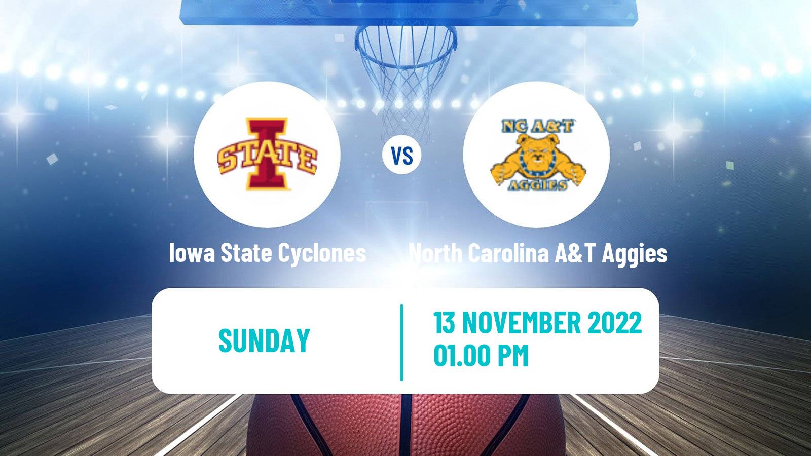 Basketball NCAA College Basketball Iowa State Cyclones - North Carolina A&T Aggies