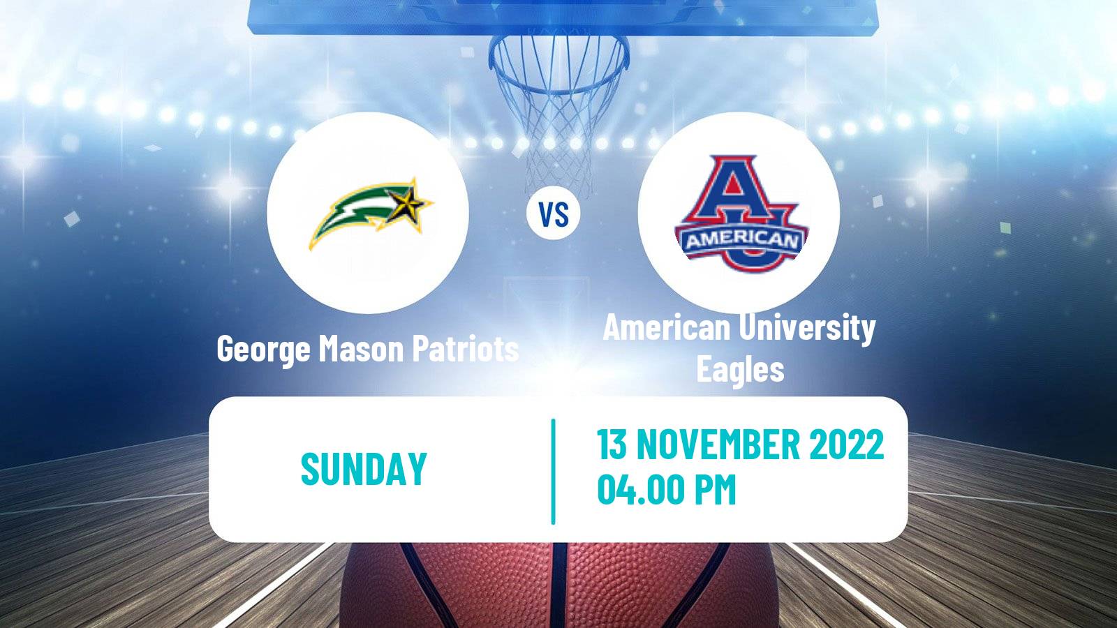 Basketball NCAA College Basketball George Mason Patriots - American University Eagles