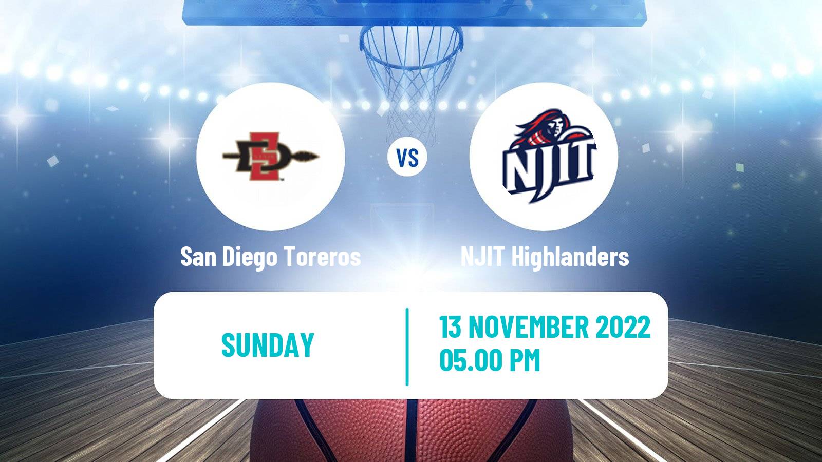 Basketball NCAA College Basketball San Diego Toreros - NJIT Highlanders