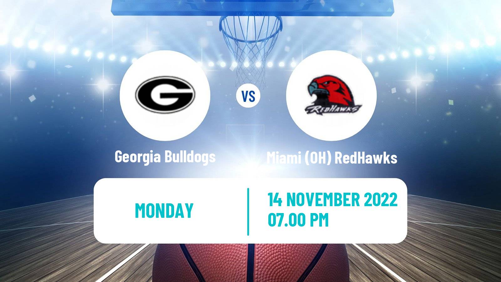 Basketball NCAA College Basketball Georgia Bulldogs - Miami (OH) RedHawks