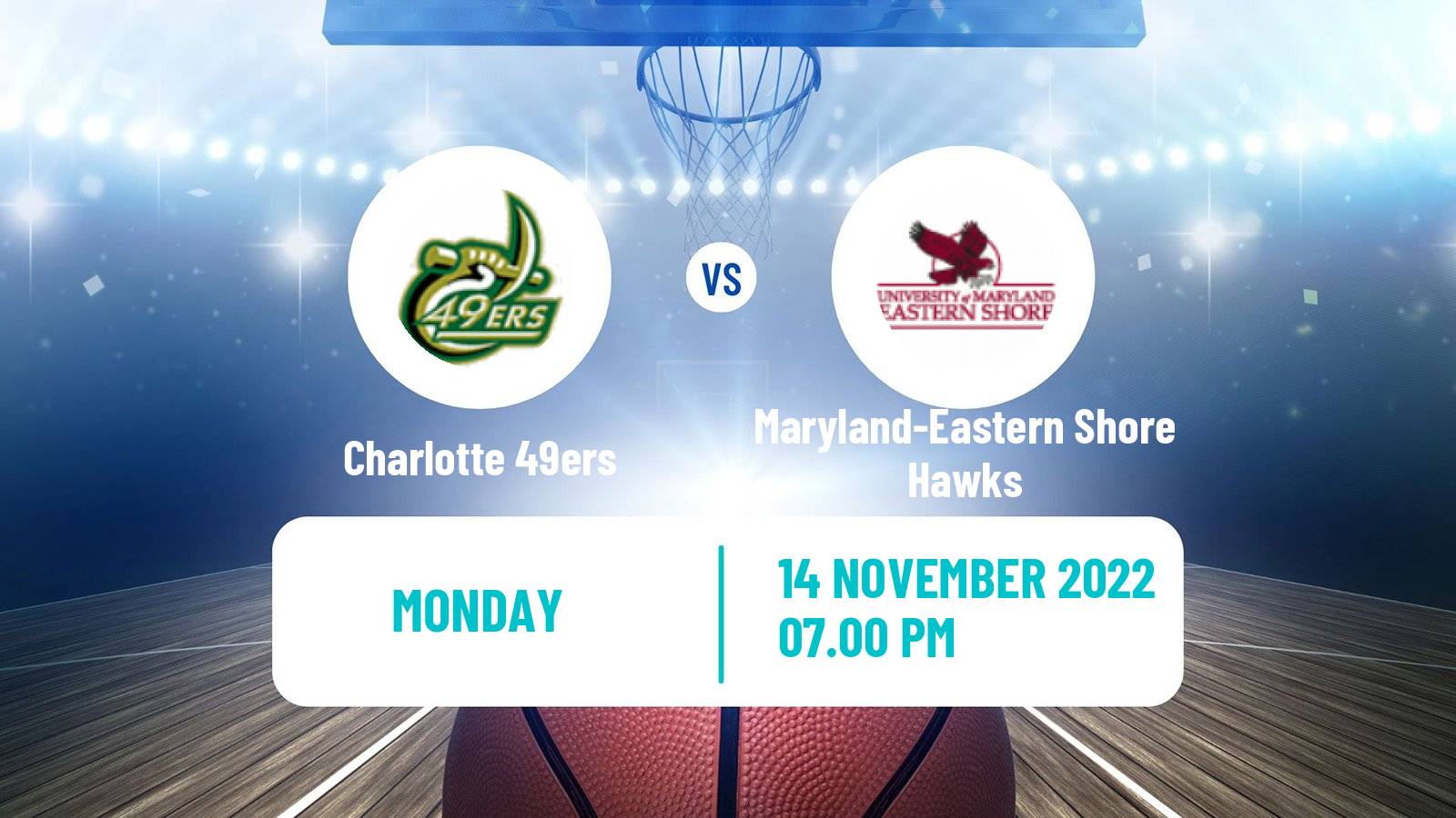 Basketball NCAA College Basketball Charlotte 49ers - Maryland-Eastern Shore Hawks