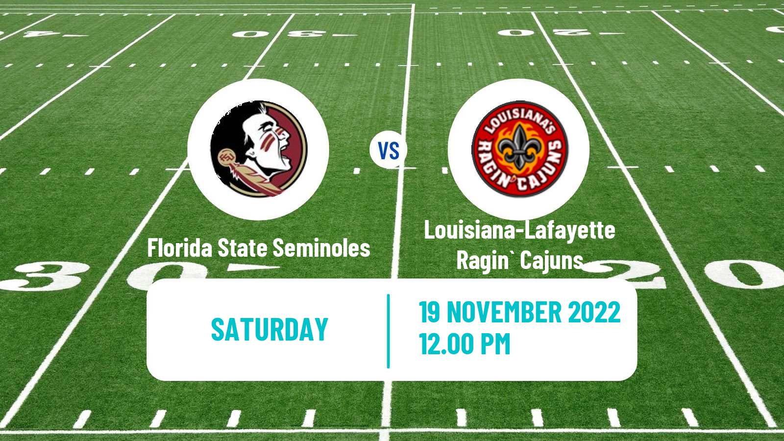 American football NCAA College Football Florida State Seminoles - Louisiana-Lafayette Ragin` Cajuns