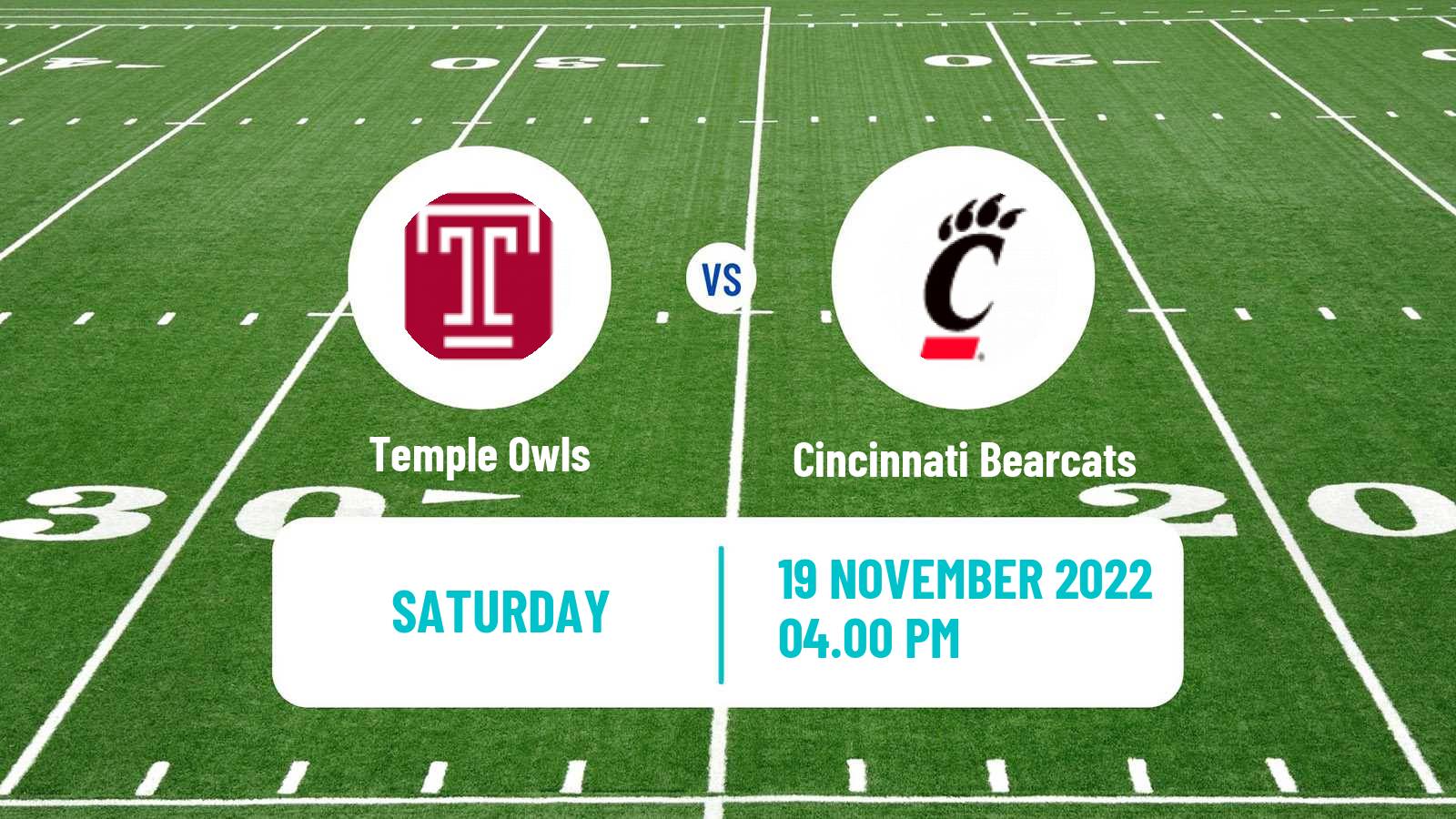 American football NCAA College Football Temple Owls - Cincinnati Bearcats