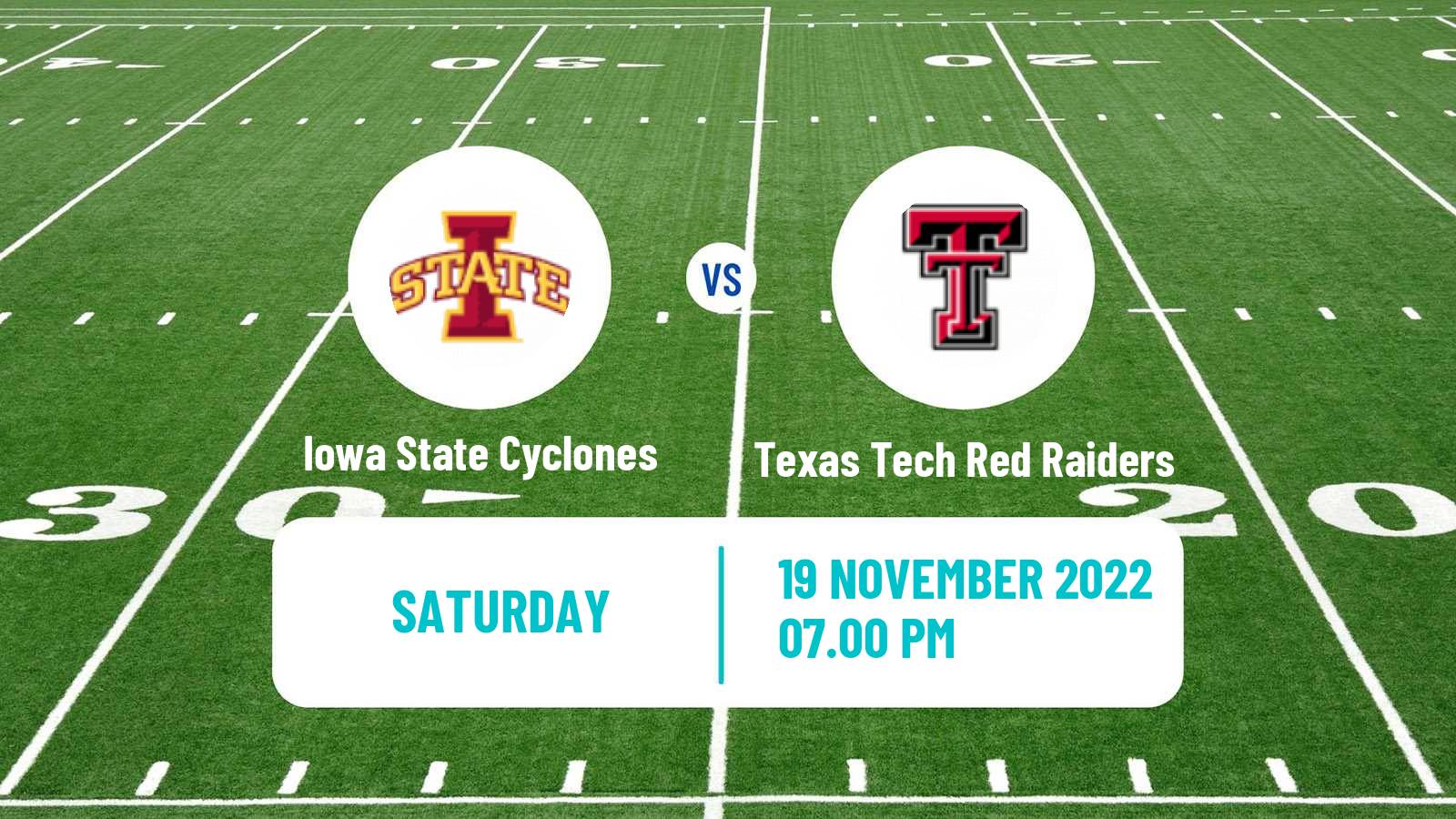 American football NCAA College Football Iowa State Cyclones - Texas Tech Red Raiders