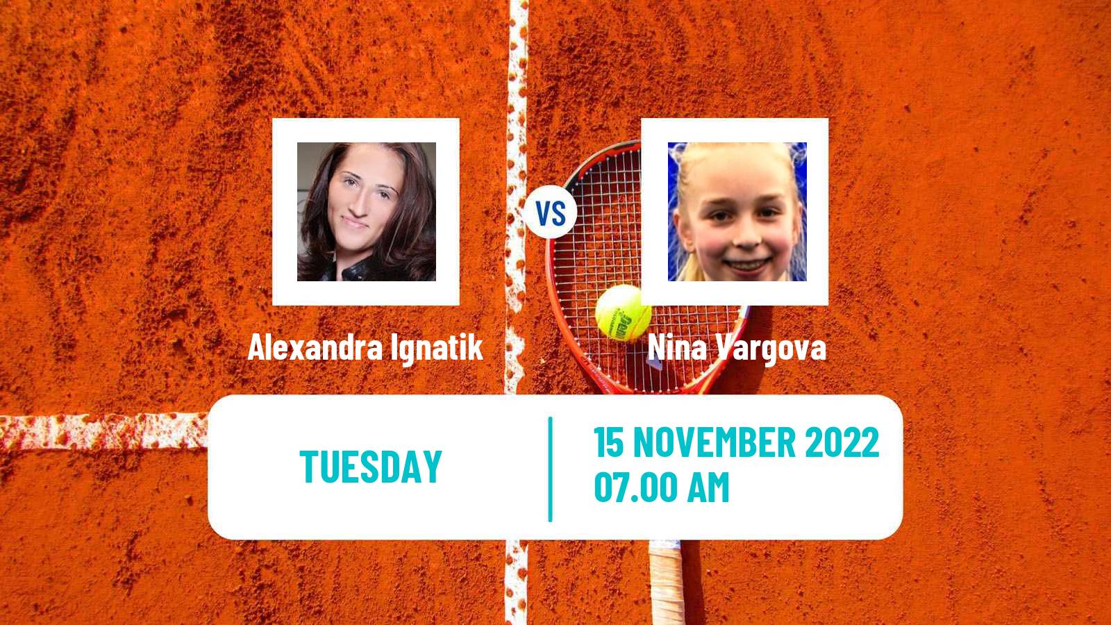 Tennis ITF Tournaments Alexandra Ignatik - Nina Vargova