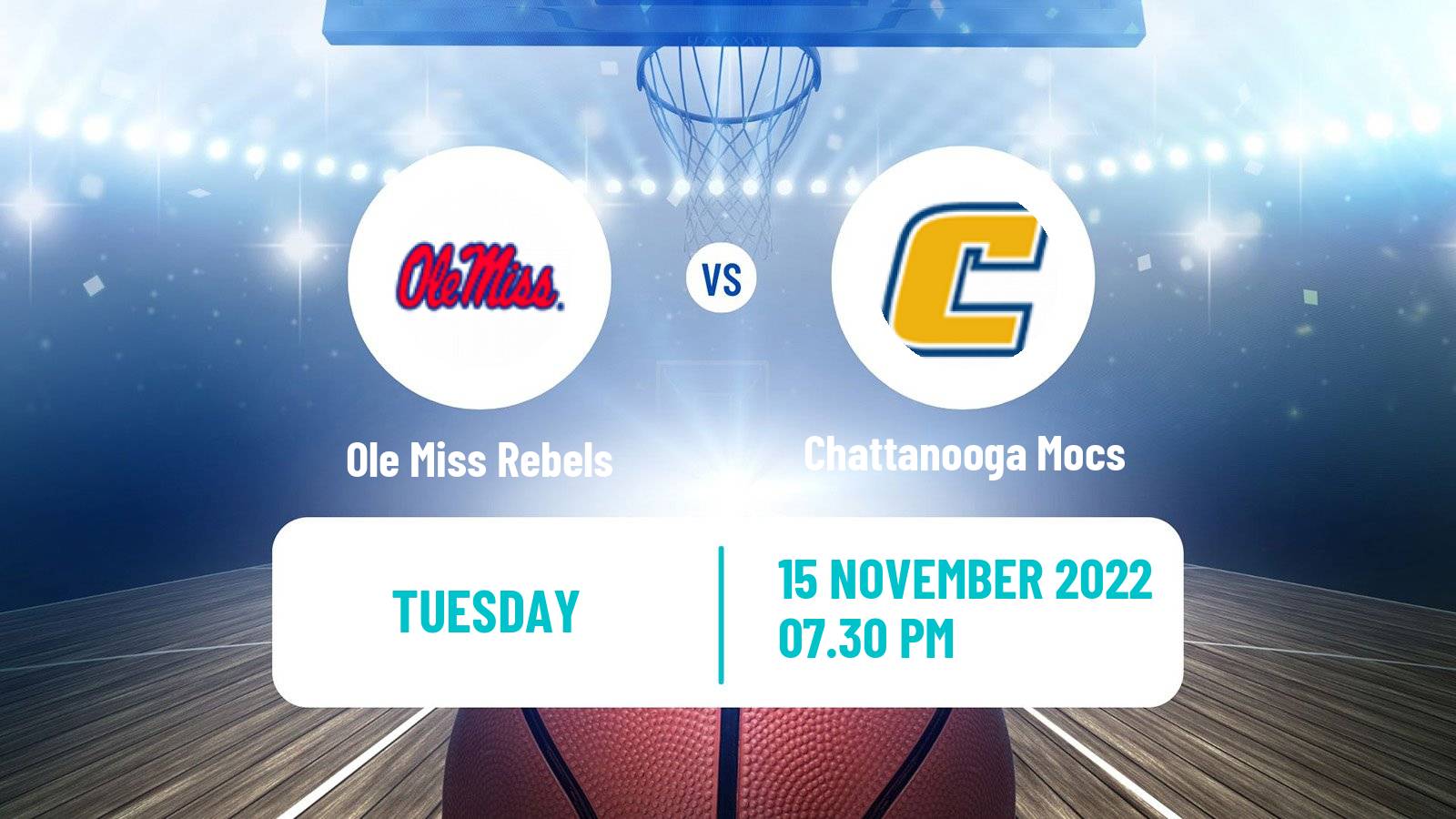 Basketball NCAA College Basketball Ole Miss Rebels - Chattanooga Mocs